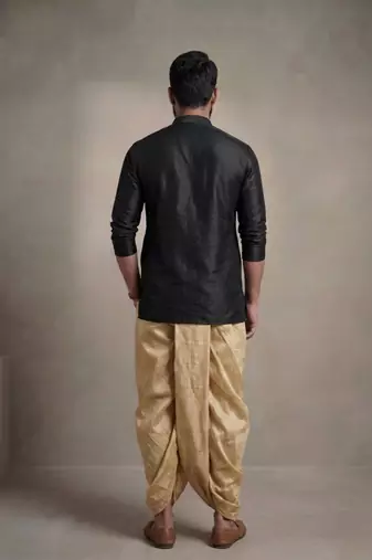 Black dupion silk kurta dhoti