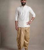 White dupion silk kurta dhoti