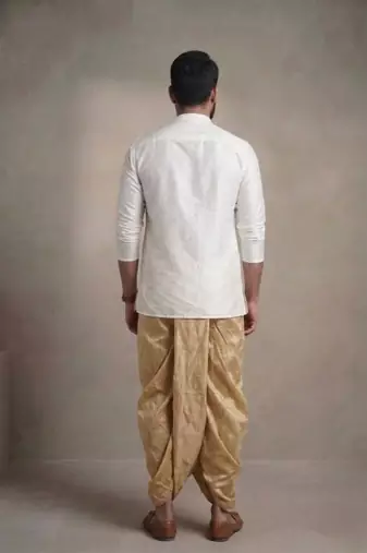 White dupion silk kurta dhoti