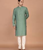 Men's solid silk straight kurta