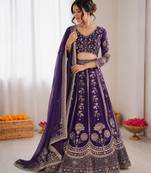 royal purple georgette thread sequin lehenga choli set
