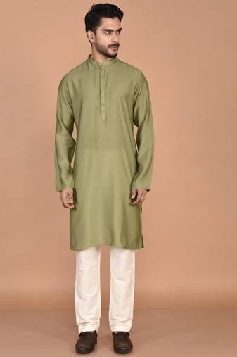 Men's solid silk straight kurta