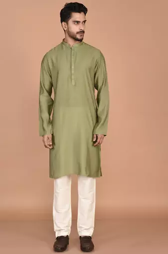 Men's solid silk straight kurta
