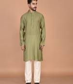 Men's solid silk straight kurta