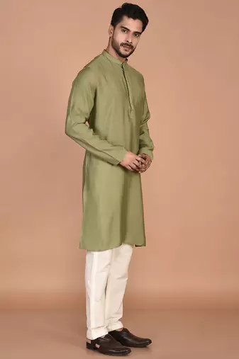 Men's solid silk straight kurta