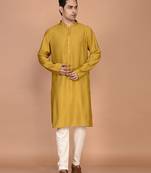 Men's solid silk straight kurta