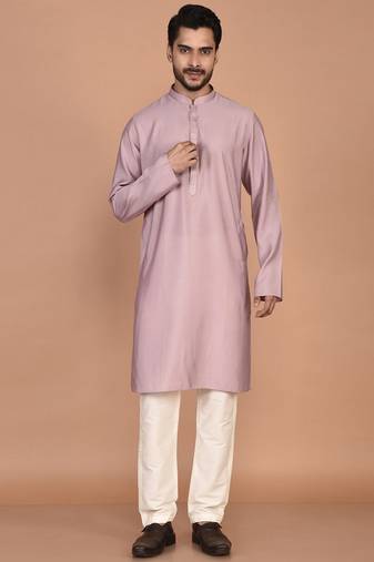 Men's solid silk straight kurta