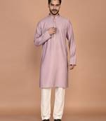 Men's solid silk straight kurta