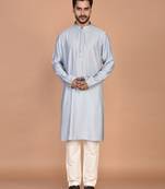 Men's solid silk straight kurta