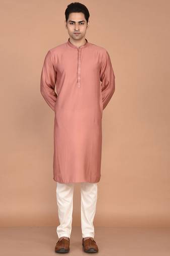 Men's solid silk straight kurta