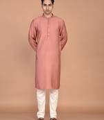 Men's solid silk straight kurta