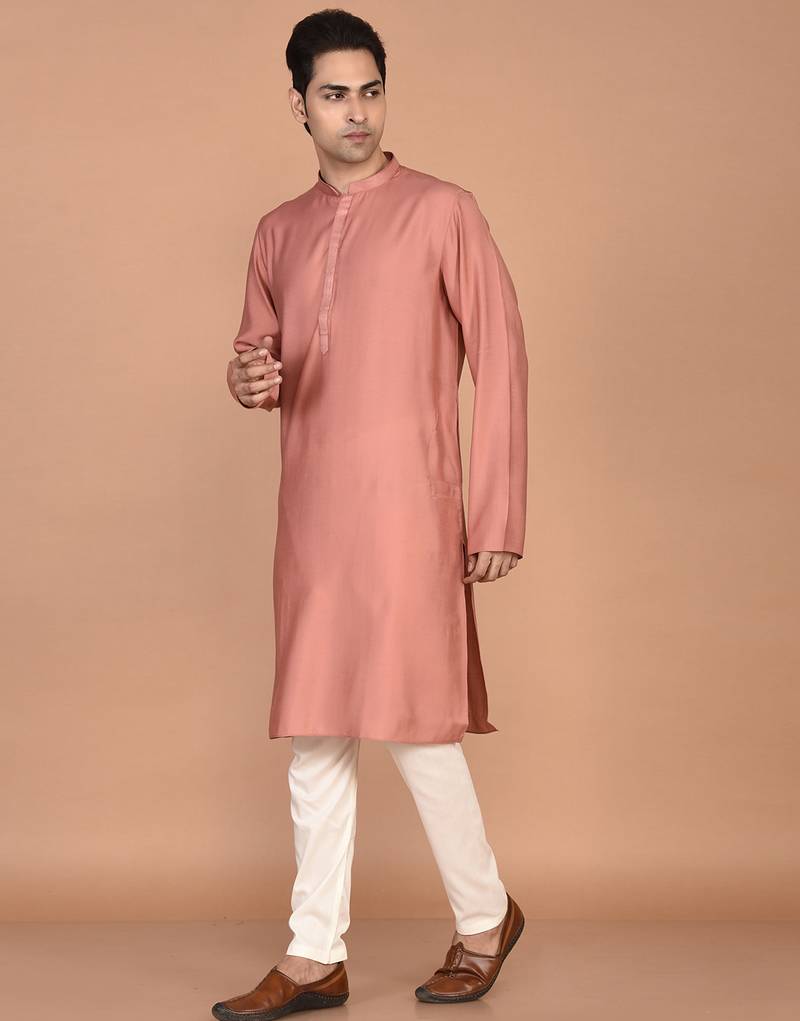 Men's solid silk straight kurta