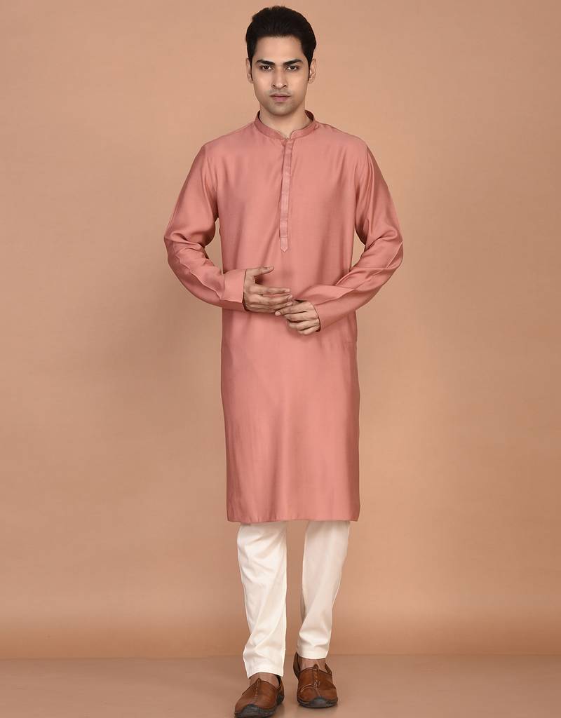 Men's solid silk straight kurta