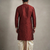 Maroon dupion silk kurta dhoti