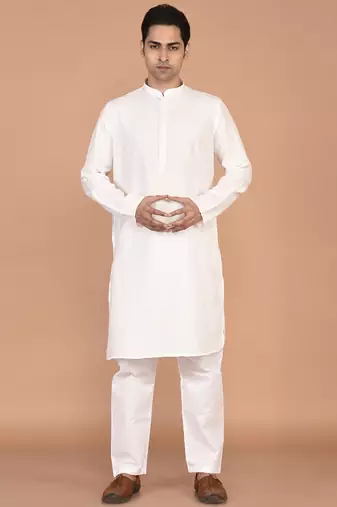 Men's solid silk straight kurta