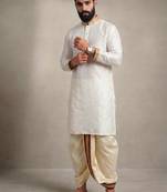 White dupion silk kurta dhoti