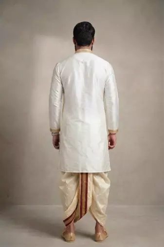 White dupion silk kurta dhoti