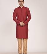 Men's solid silk straight kurta