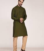 Men's solid silk straight kurta