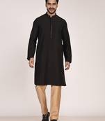 Men's solid silk straight kurta