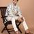 Men's silk blend printed kurta with mandarin collar