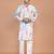 Men's silk blend printed kurta with mandarin collar