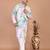 Men's silk blend printed kurta with mandarin collar