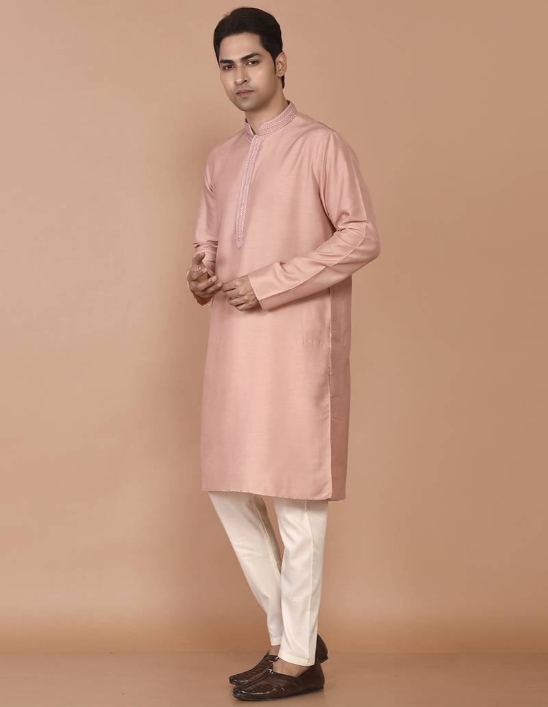 Men's premium silk kurta with regular thread work