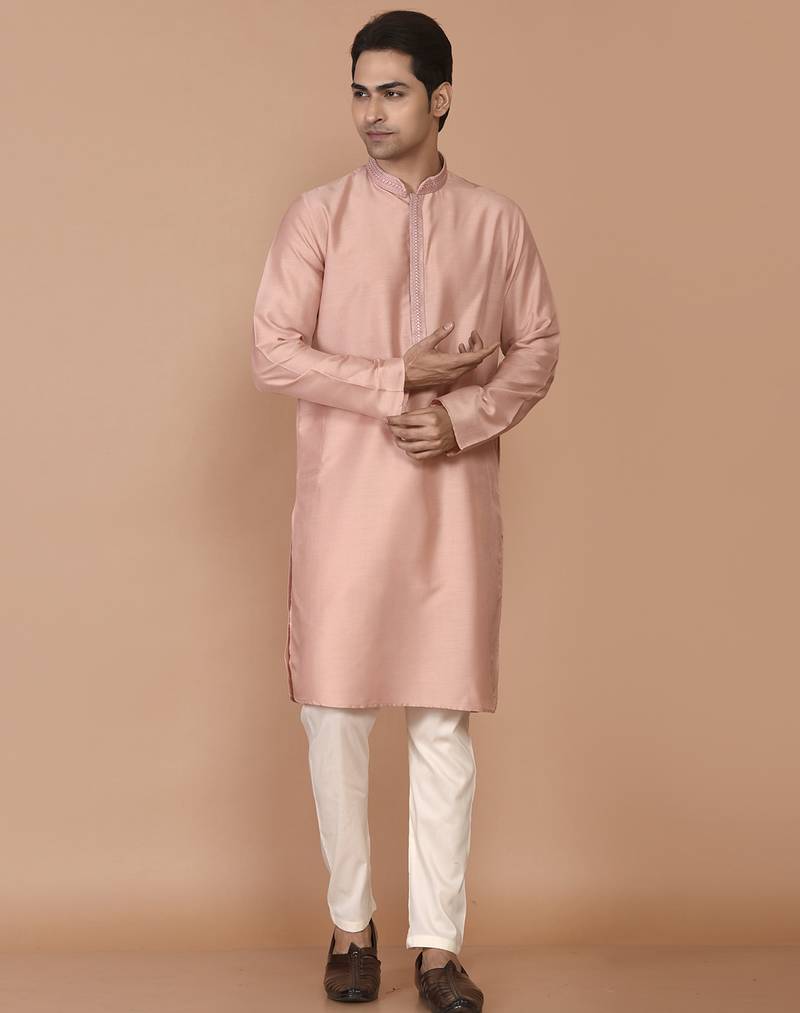 Men's premium silk kurta with regular thread work