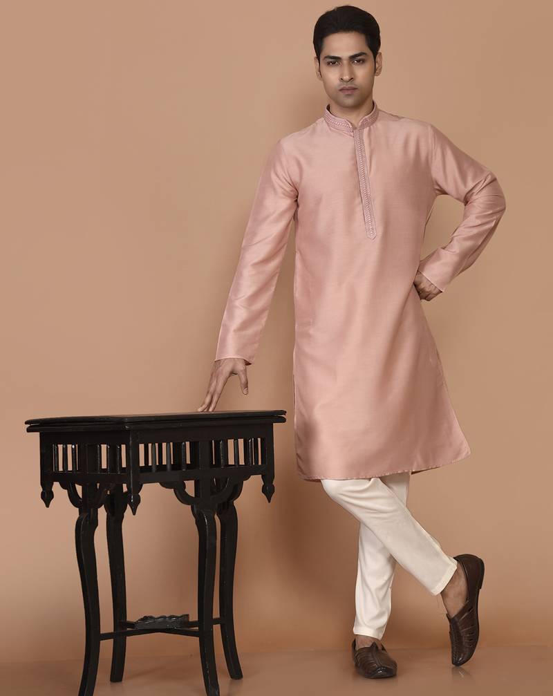 Men's premium silk kurta with regular thread work