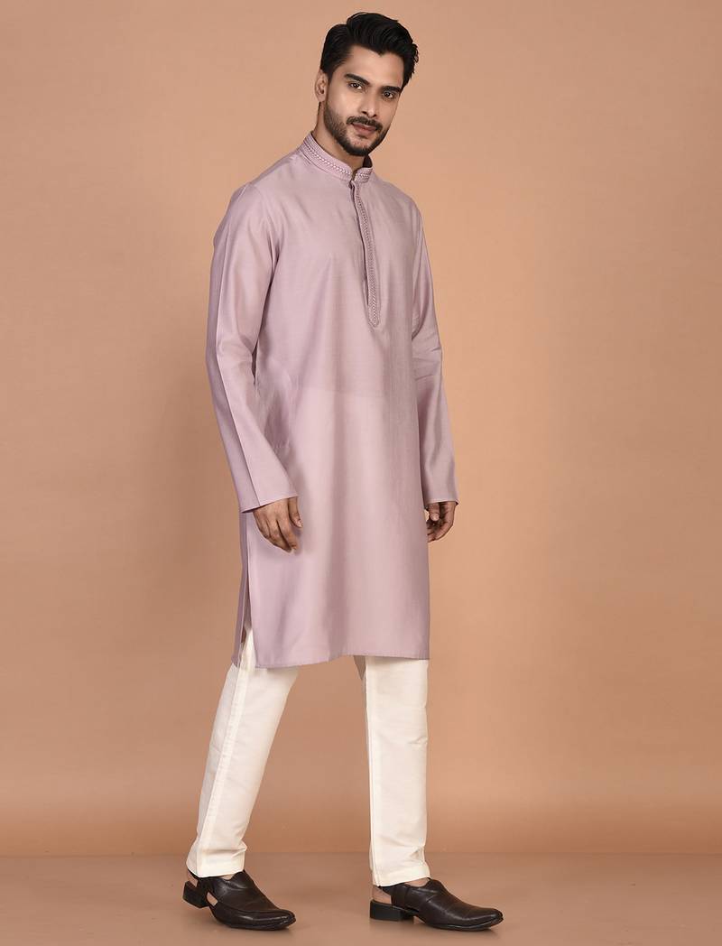 Men's premium silk kurta with regular thread work