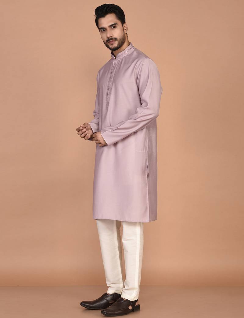 Men's premium silk kurta with regular thread work