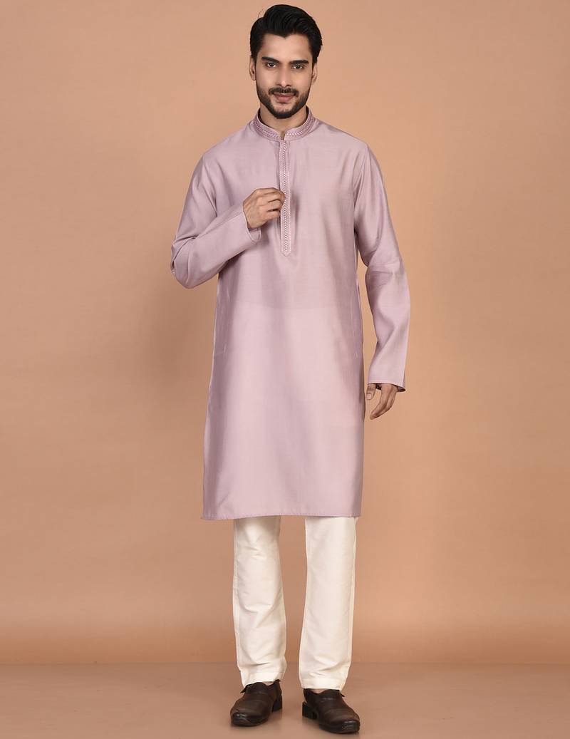 Men's premium silk kurta with regular thread work
