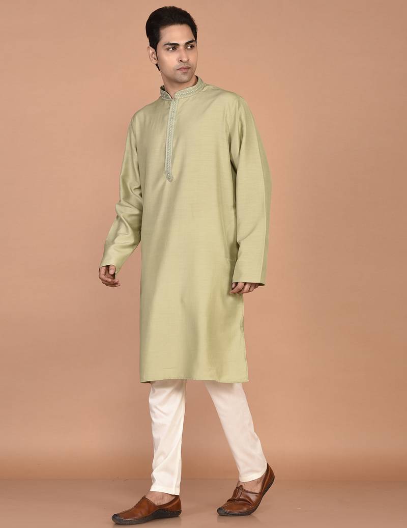 Men's premium silk kurta with regular thread work