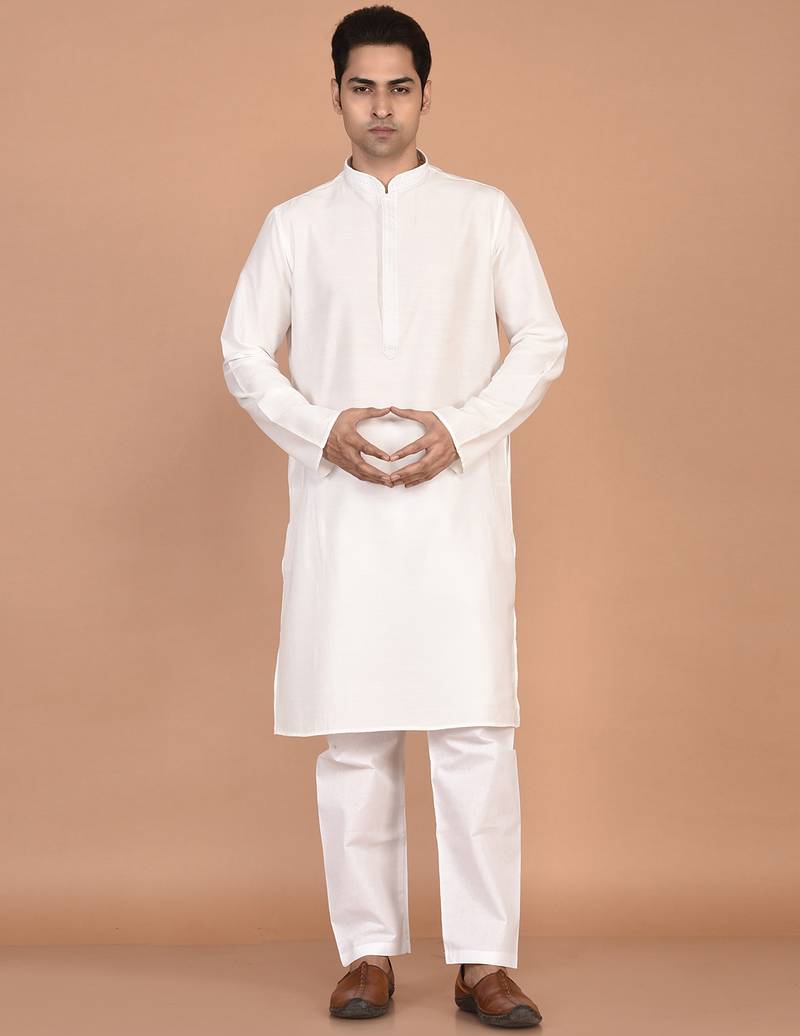 Men's premium silk kurta with regular thread work