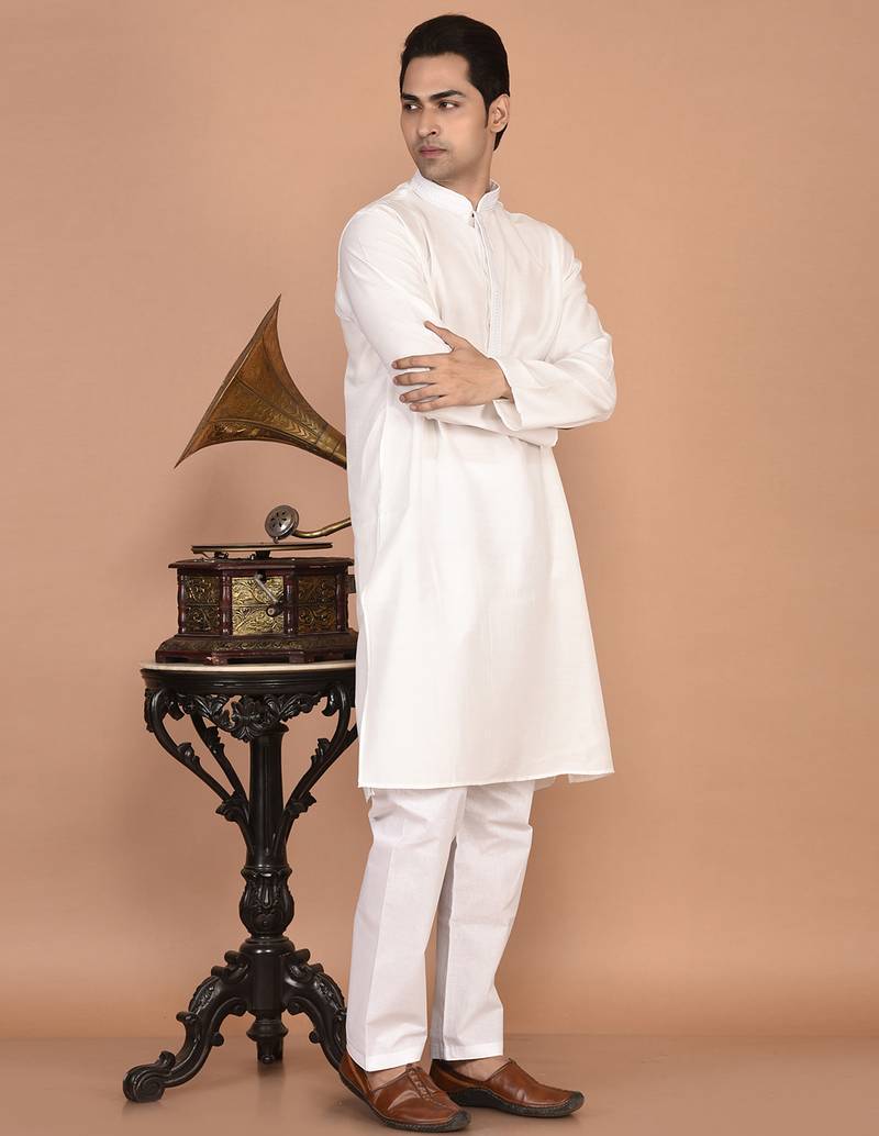 Men's premium silk kurta with regular thread work