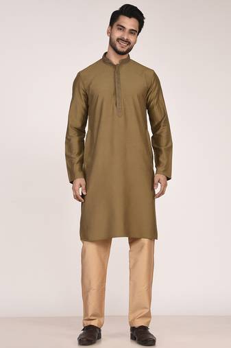Men's premium silk kurta with regular thread work