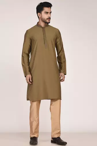 Men's premium silk kurta with regular thread work
