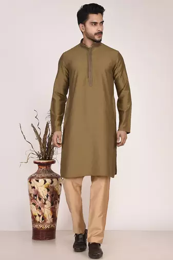 Men's premium silk kurta with regular thread work