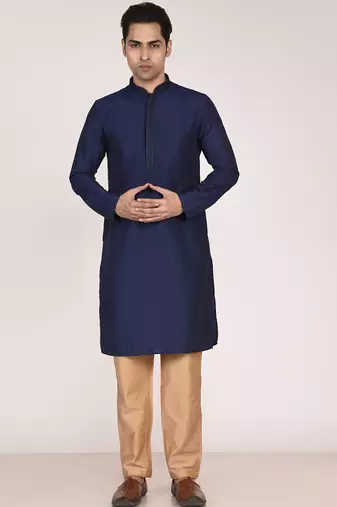 Men's premium silk kurta with regular thread work