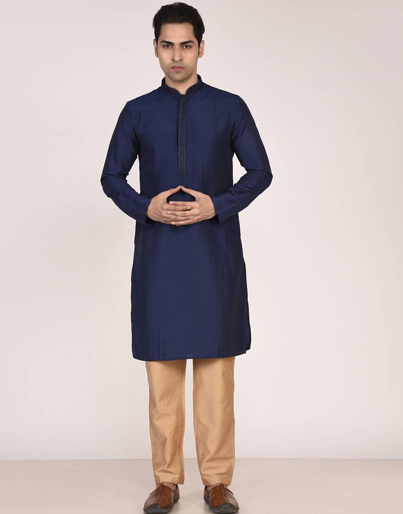 Men's premium silk kurta with regular thread work