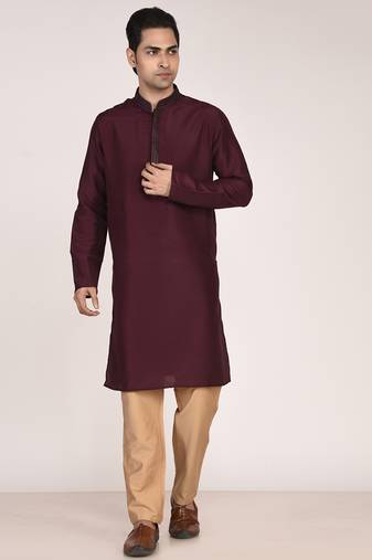 Men's premium silk kurta with regular thread work