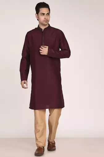 Men's premium silk kurta with regular thread work