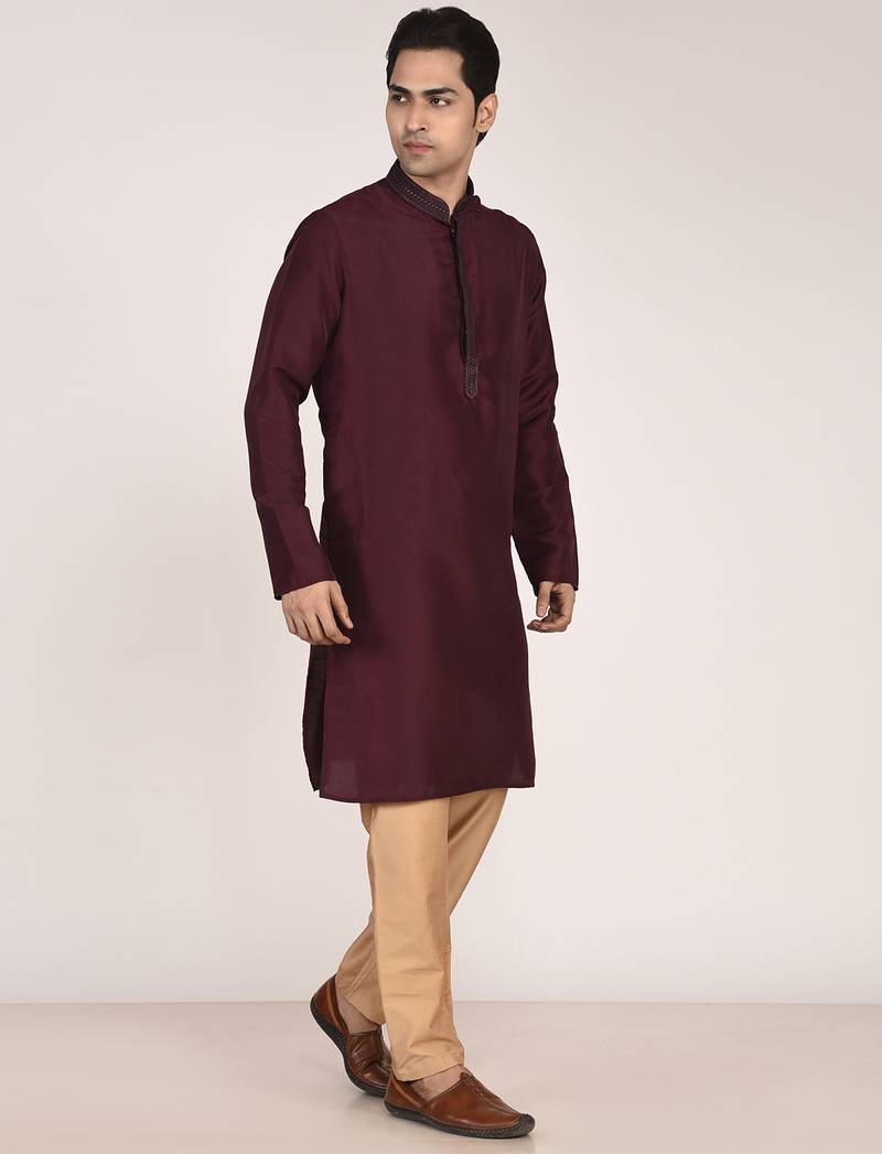 Men's premium silk kurta with regular thread work