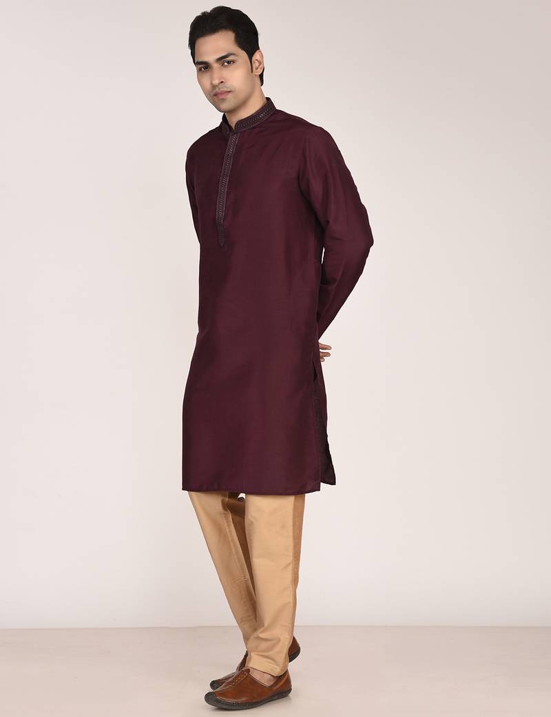 Men's premium silk kurta with regular thread work