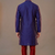 Blue embroidered dupion silk kurta pyjama