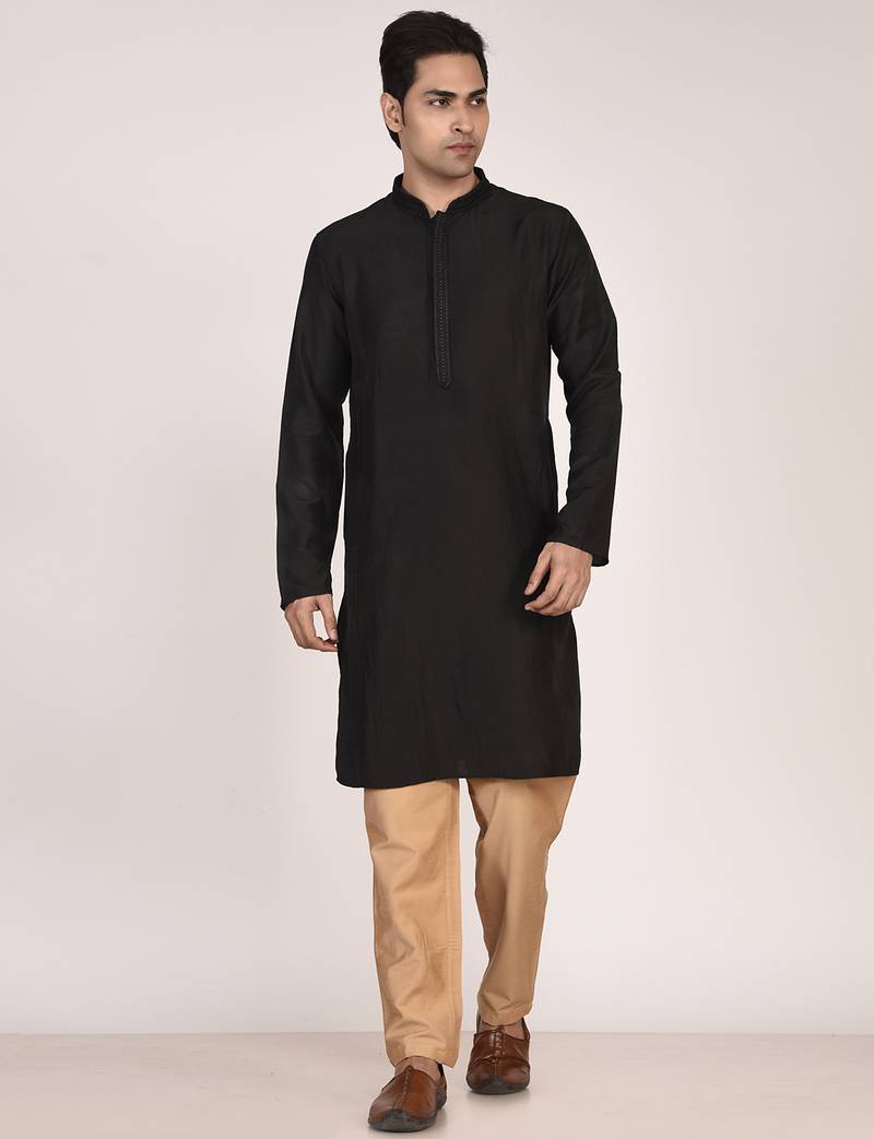 Men's premium silk kurta with regular thread work