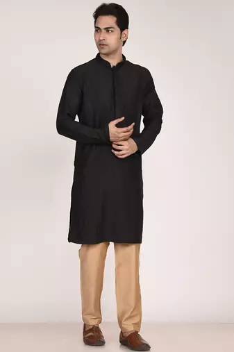 Men's premium silk kurta with regular thread work