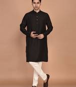 Men's solid silk straight kurta