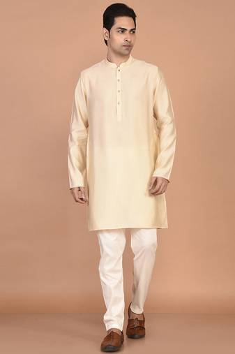 Men's solid silk straight kurta
